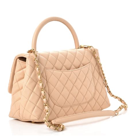 chanel coco handle beige caviar